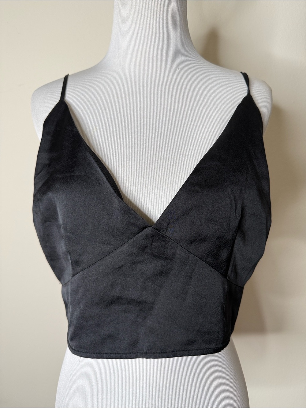 Abercrombie Black Satin Cami Crop Top
